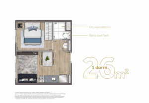 1 DORMITÓRIO - PLANTA 26M²